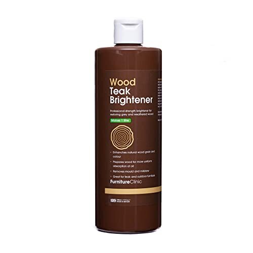 Teak Brightener Restores Enhances Natural Wood Colour Increases Absorption of Teak Oil Great for Use on Outdoor Wooden Furniture 500ml Dilutes to Make